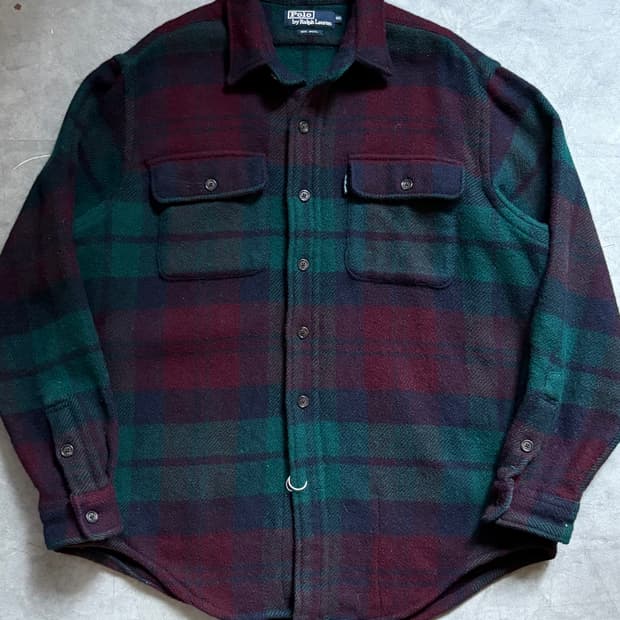 Polo 폴로랄프로렌 90‘s 울 투포켓 체크 셔츠