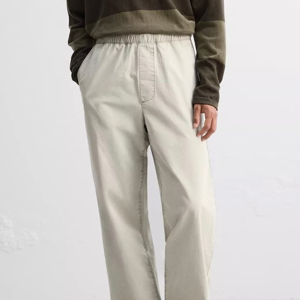 자라 오리진 라이트 베이지 코튼 와이드 팬츠