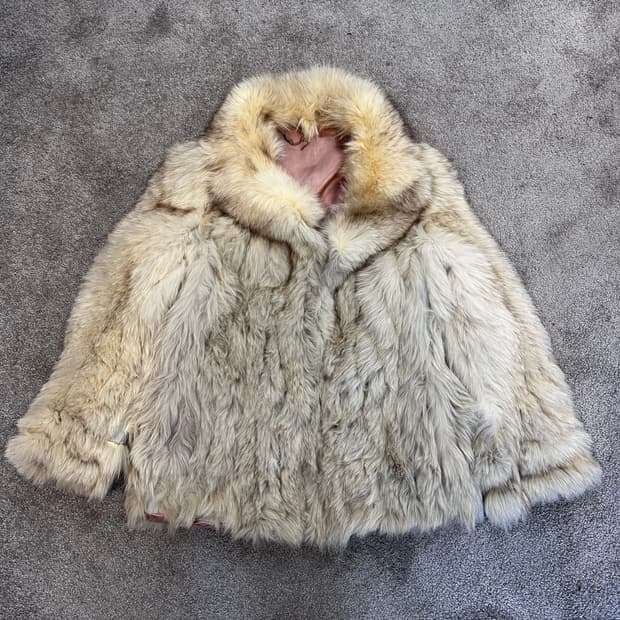 빈티지 아이보리/그레이 사가폭스 퍼자켓M