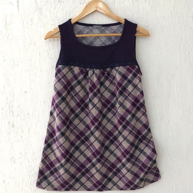 vintage check layered mini dress