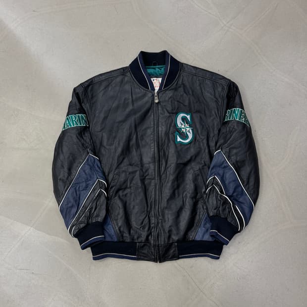 G-III SEATTLE MARINERS 레더 바시티 자켓 M