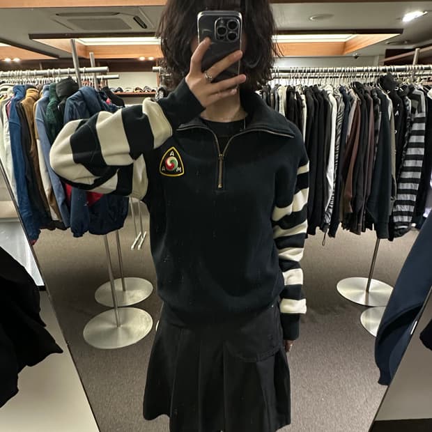 L)쿠쉬맨 하프집 폴로 터틀넥 플리스 스웻셔츠