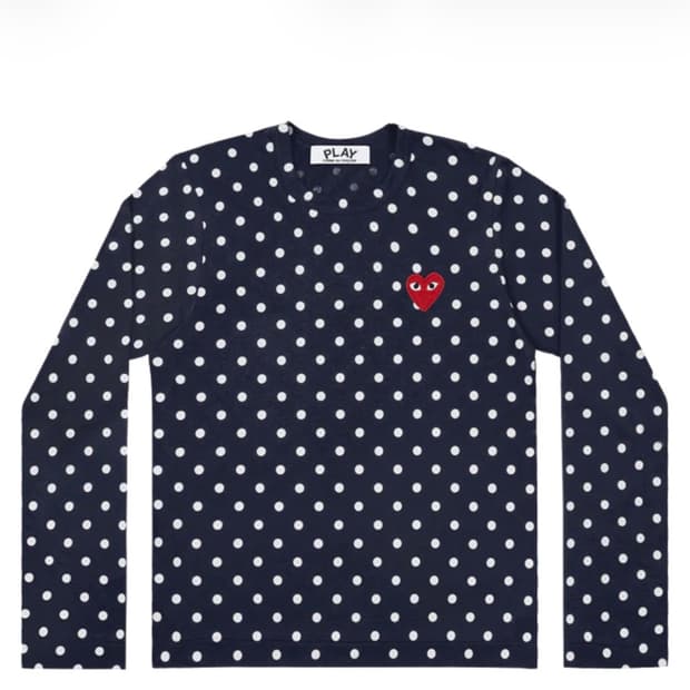 꼼데가르송 폴카닷 롱슬리브 네이비 XL