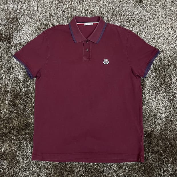 몽클레어 Moncler 와인 로고 패치 반팔 카라티 L