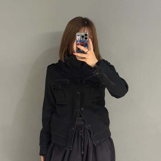 high-neck snap button 2-way zipper jk