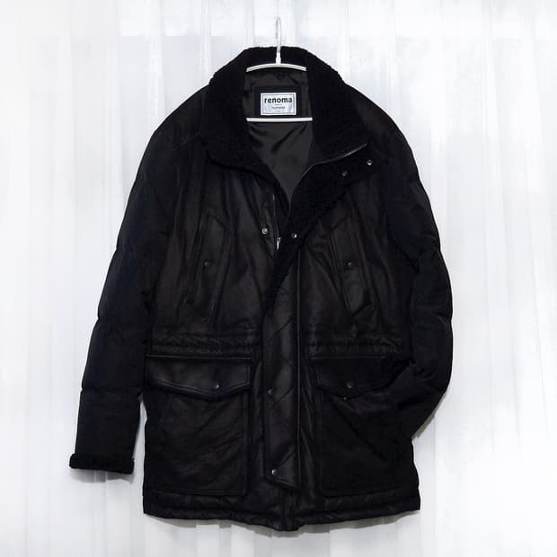 레노마 파리 옴므 고트스킨 레더 무스탕 다운패딩 코트 (105+)