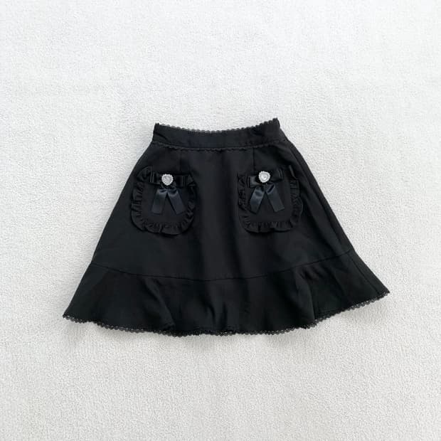 Deary ♥ 디어리 블랙 양산형 스커트