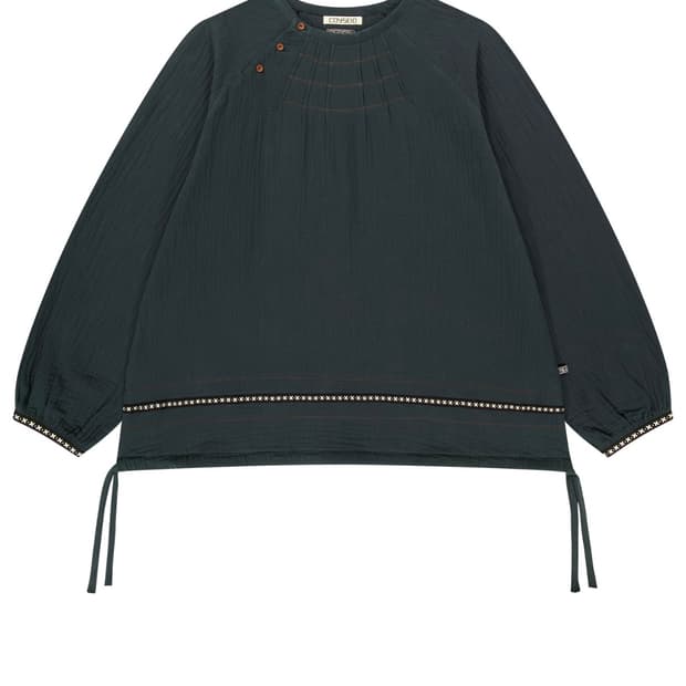 코이세이오 브라이스 핀턱 블라우스 차콜