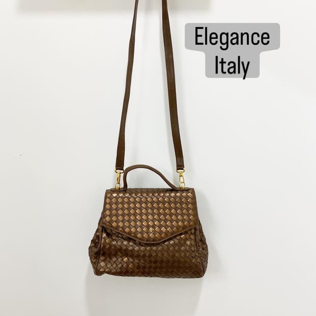 Elegance 브론즈 위빙레더 토트&크로스백