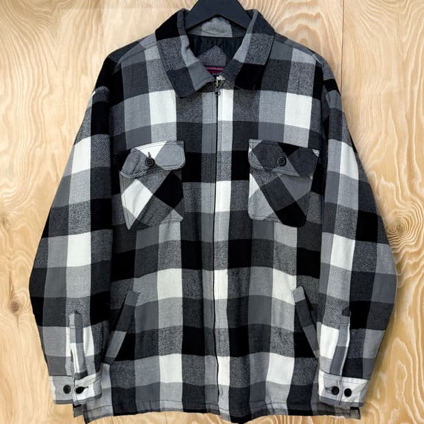 스텝투 투포켓 플란넬 체크 집업 셔츠