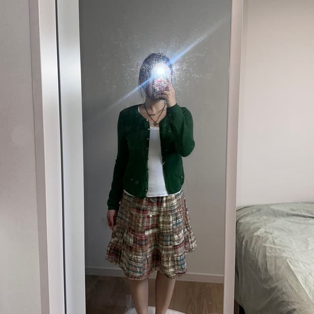 빈티지 초록색 가디건 