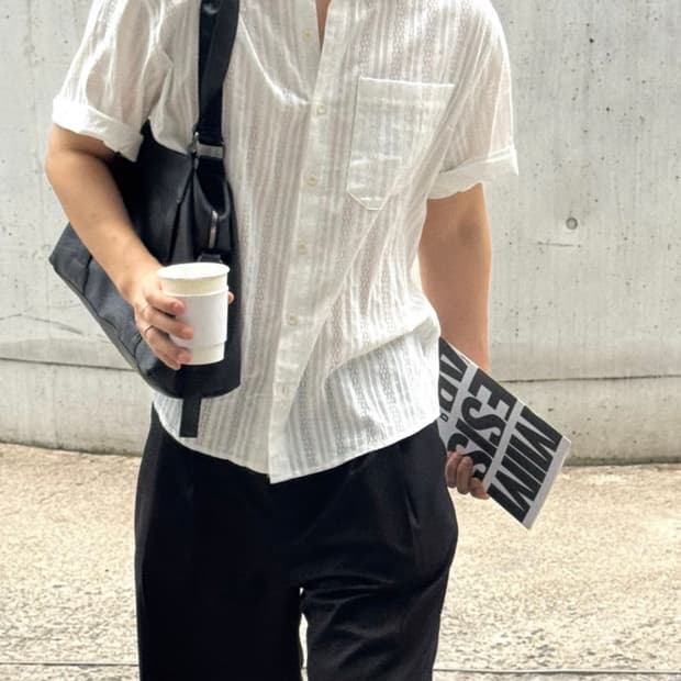 스트라이프 캔버스 셔츠