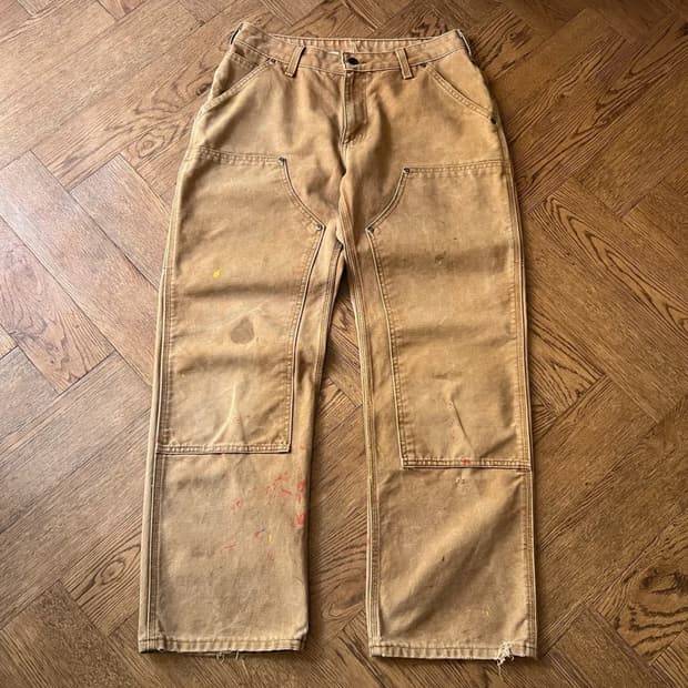 [30]칼하트 USA 빈티지 페인팅 브라운 더블니 워크 팬츠