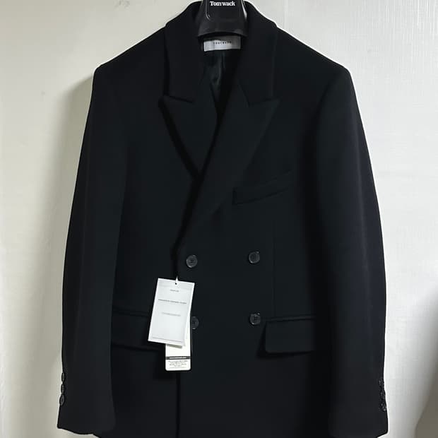 새상품) 토니웩 울 캐시 더블 하프코트/S/블랙/ 남녀공용