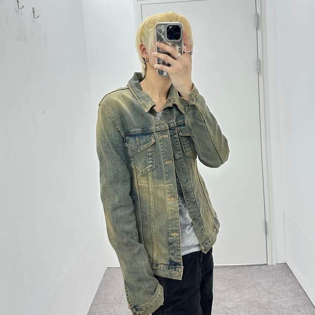 00s washing denim distressed jacket