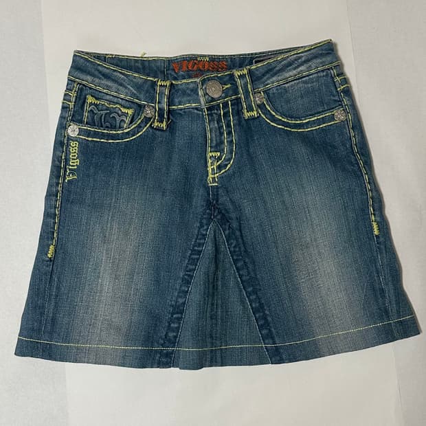 Y2K 데님 스티치 스커트