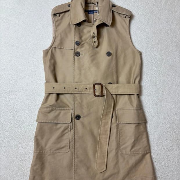 랄프로렌 00's 개버딘 슬리브리스 트렌치 원피스 PN6595