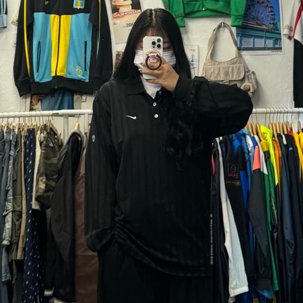 나이키 올드스쿨 스포츠 카라 블랙 긴팔티 XL