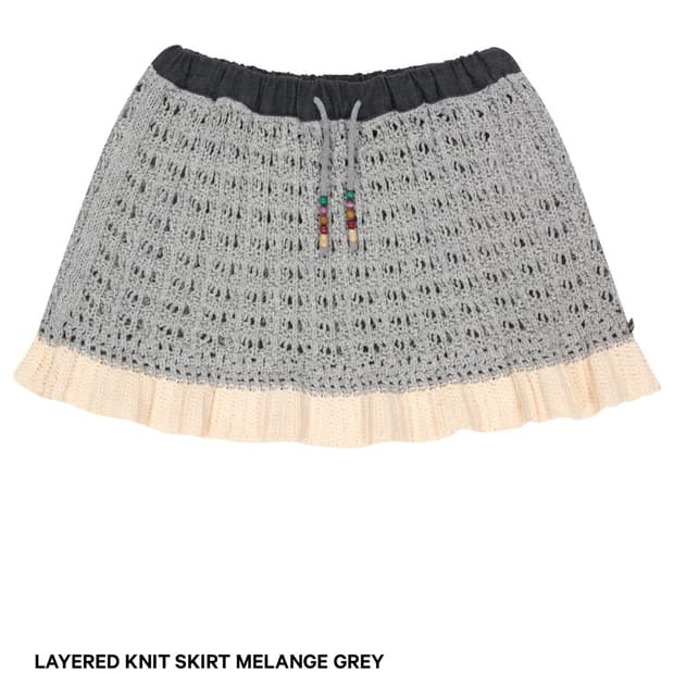 레이어드 니트 스커트 멜란지 그레이