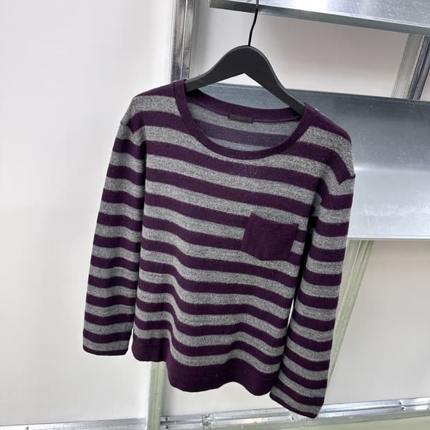 purple/gray stripes knit L/S
