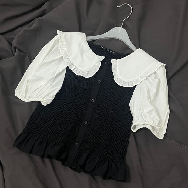 ZARA 빅카라 크롭 블라우스