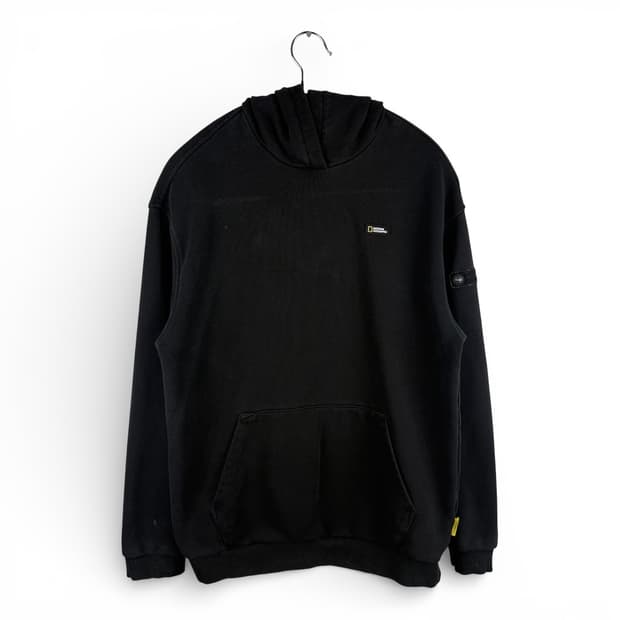 160) 내셔널지오그래픽 키즈/우먼스 스몰로고 후드 티 블랙