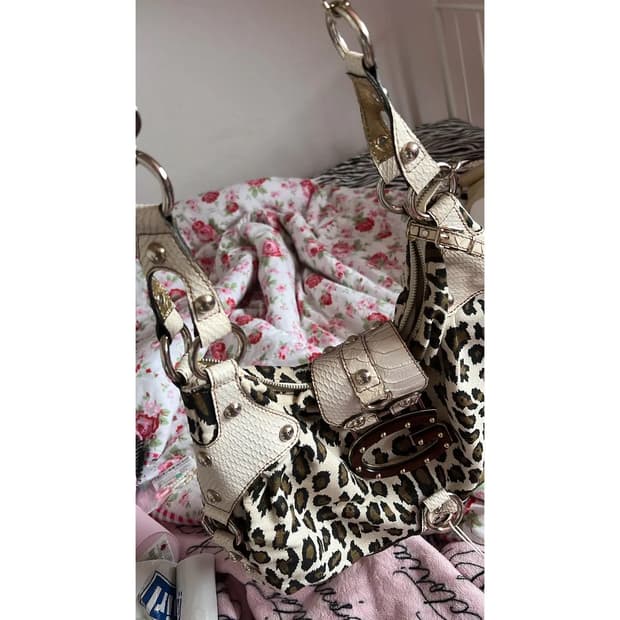 레어 00‘s 오네갸루 히메갸루 펑크 y2k 게스 호피 레오파드 백 가방