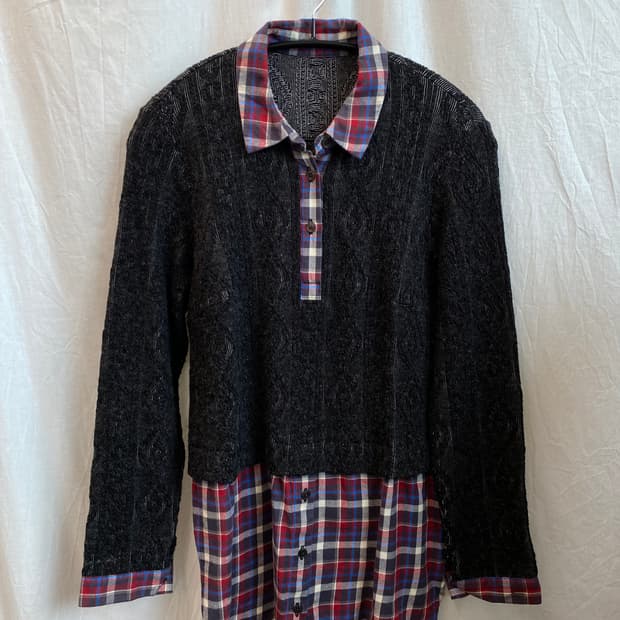 RENAULT 울혼방 셔츠레이어드 니트(M)