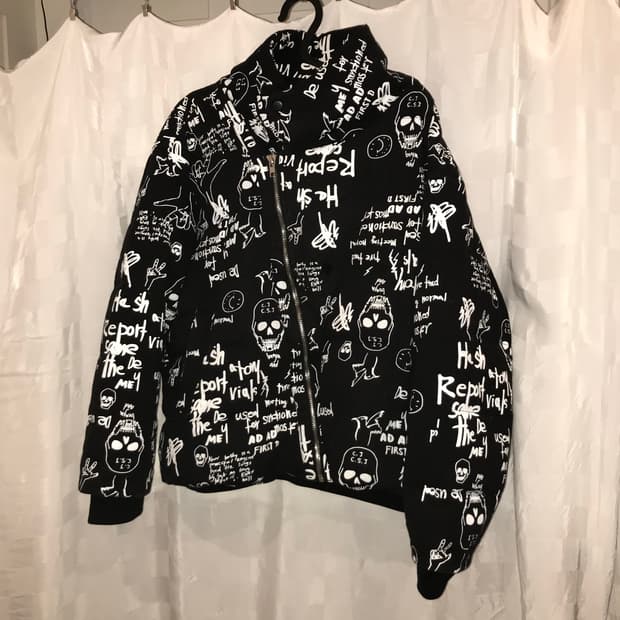 Vintage 고스펑크 고딕 갸루 스컬 언발란스 패딩