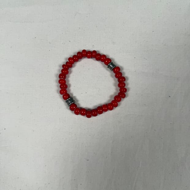 화이트비즈 레드 925 실버 팔찌