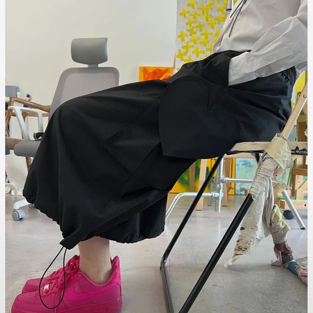 더뮤지엄비지터 하트 카고 벌룬 스커트 새상품