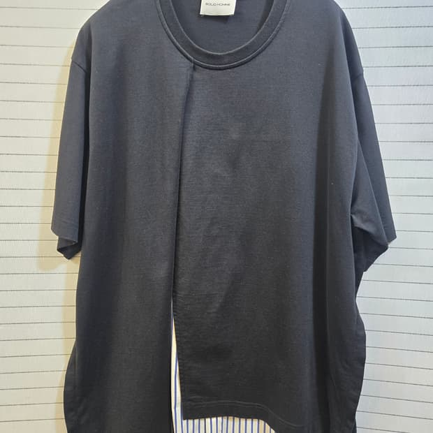 솔리드옴므 레이어드 반팔 티셔츠 블랙