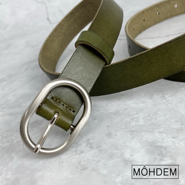 [Unisex] 말차라테 천연가죽 미니멀 벨트