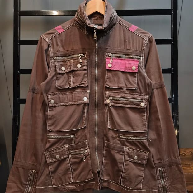 [S] 돌하우스 빈티지 브라운 핑크 멀티포켓 밀리터리 자켓 12.9