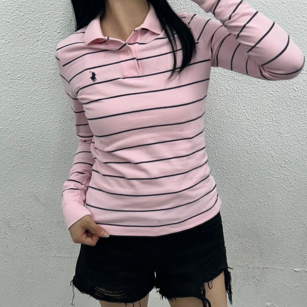 폴로 랄프로렌 네이비포니 단가라 딸기우유맛 pk긴팔 S