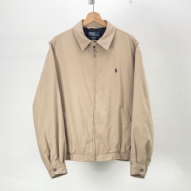 폴로 랄프로렌 아이보리 폴리쉘 체크 바이스윙 자켓