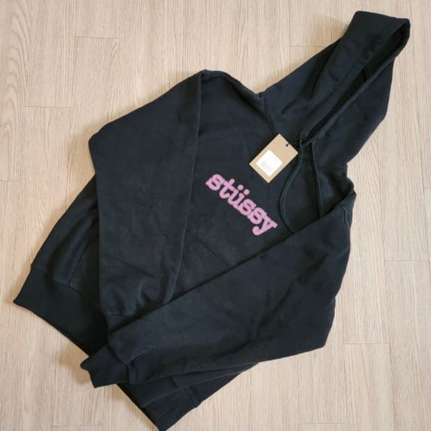 (새상품) 스투시 Typewriter 후드티 블랙 S