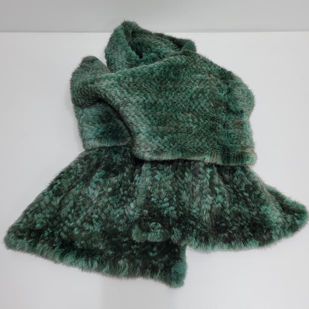 천연 밍크 머플러 / 총장 173 블랙+그린
