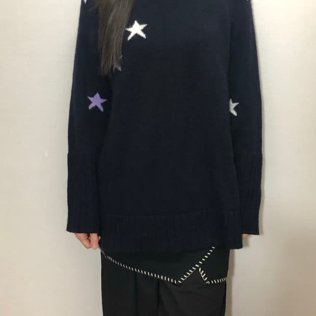 빈티지 네이비 키치 니트