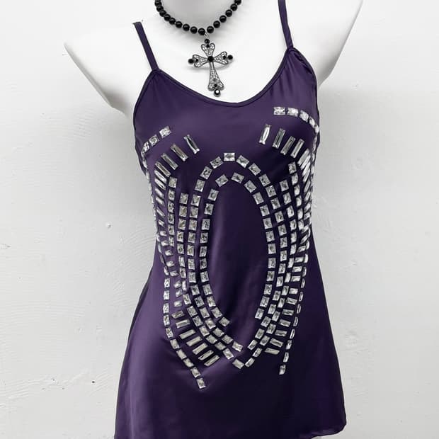 갸루 새틴 쥬얼 슬리브리스