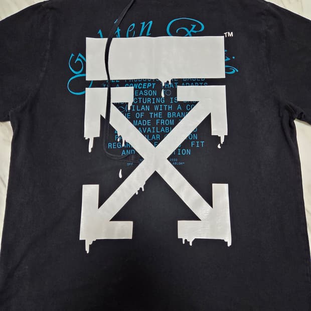 오프화이트 골든 레이쇼 드리핑 애로우 반팔티