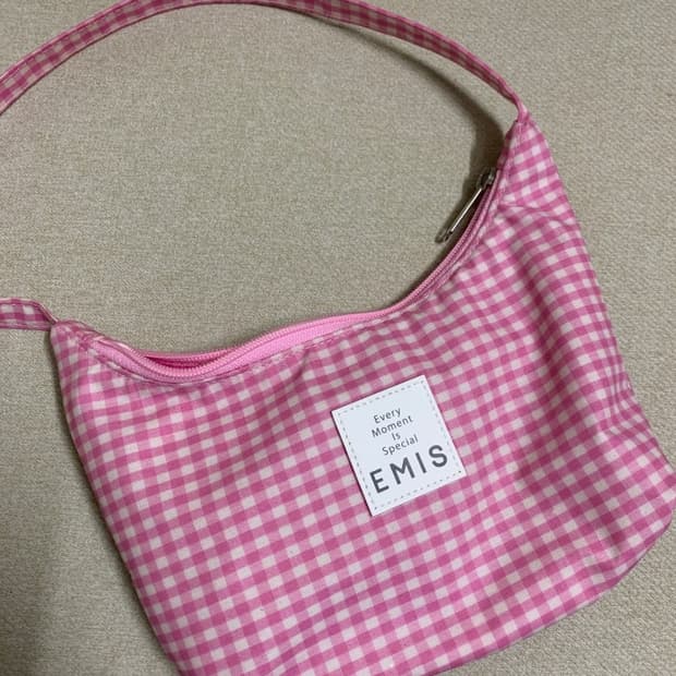 이미스 emis 핑크 체크 가방 (S급 정품) 