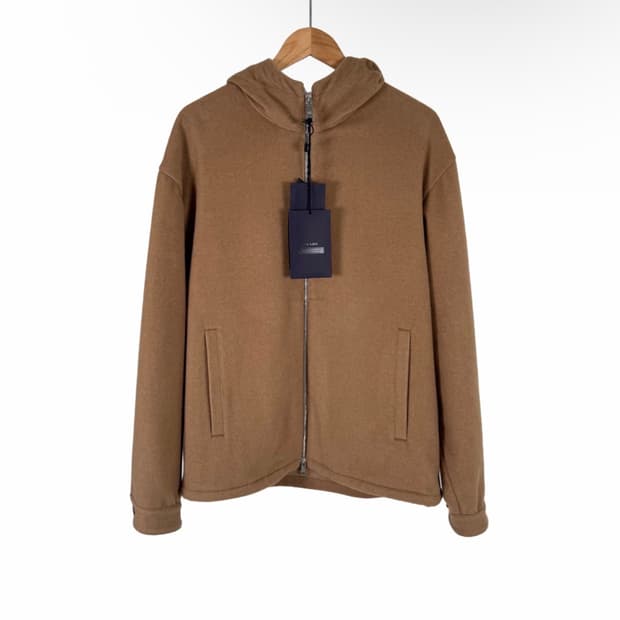 [S] 프라다 남성 카멜 울 헤어 후드 집업 블루종 자켓 카멜 브라운