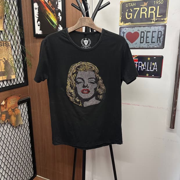 Marilyn Monroe Crystal Detail Black T-Sh