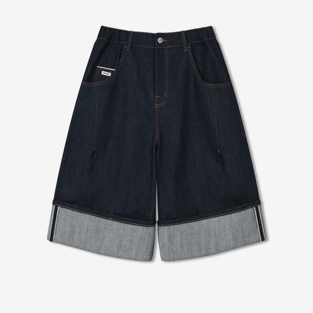 앵글런 turn up selvedge denim half pants 