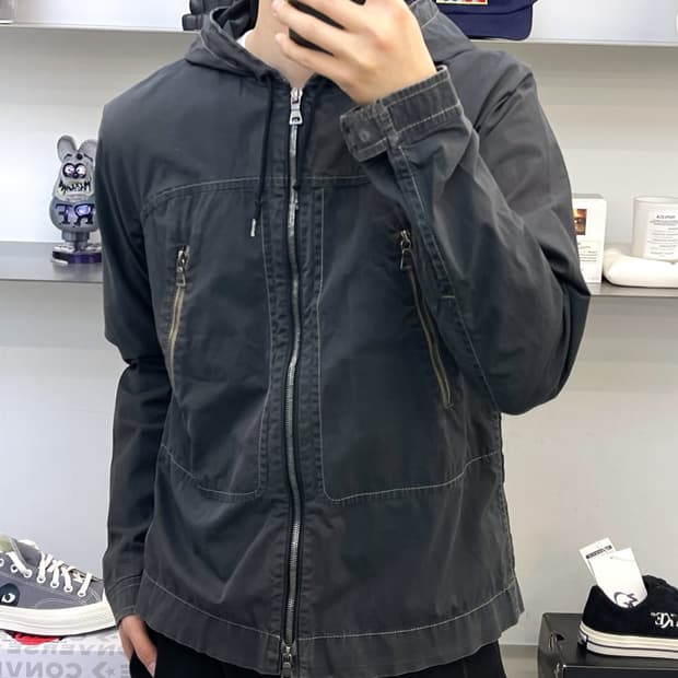 프라다 2000s 콘트라스트 스티칭 후드 자켓