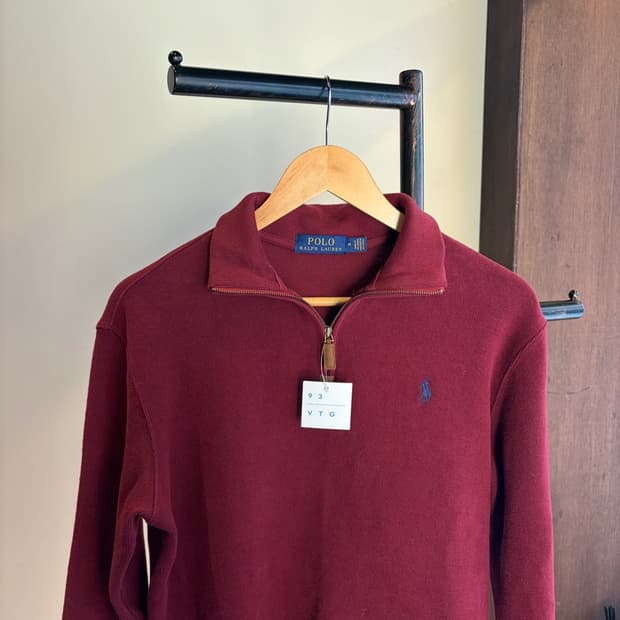 15693 - 폴로 랄프로렌 버건디 반집업 니트