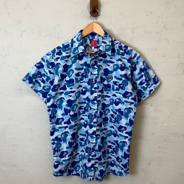 Bape 베이프 빈티지 블루 카모 반팔 셔츠