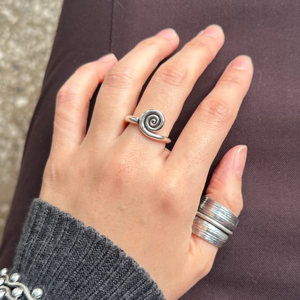 Spiral Still 925Silver Ring