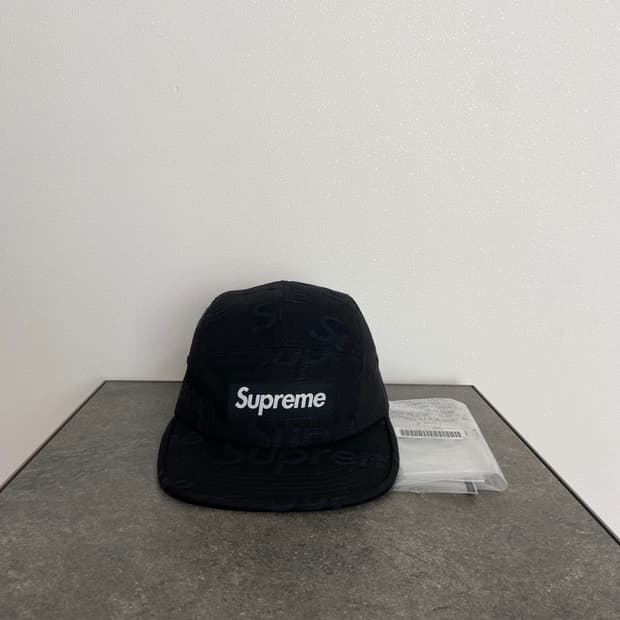 (OS) 슈프림 박스로고 캠프캡 모자 자카드 블랙